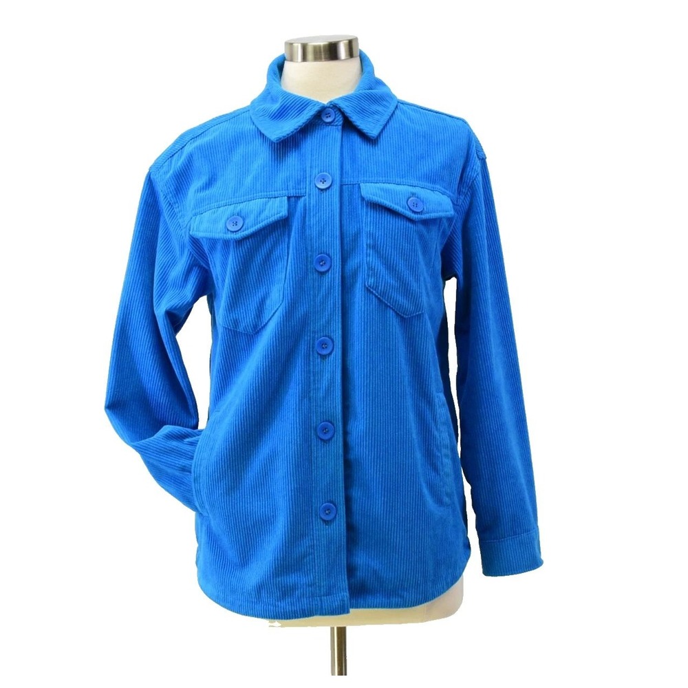 Avec Les Filles Turquoise Corduroy Shirt Jacket Womens M Bright Blue Shacket
